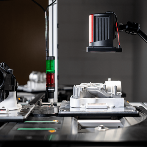 "Inspekto Computer Vision System inspecting metal part"