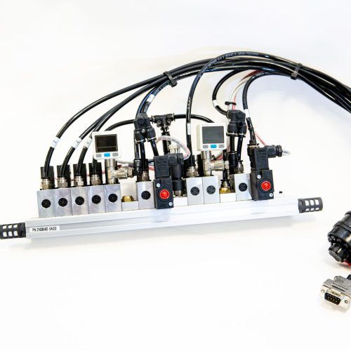 Custom pneumatic manifold with controls and sensors