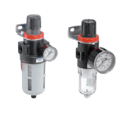 Koganei Multi Series Filter Regulators. 5 μm air filter and regulator, compact configuration. Preset marker pressure gauge equipped as standard. Drain cock with fitting or auto drain.